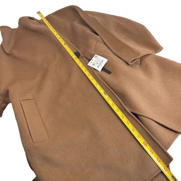 Zara Handmade Camel Beige Waterfall Wool Blend Draped Coat - Picture 13 of 14